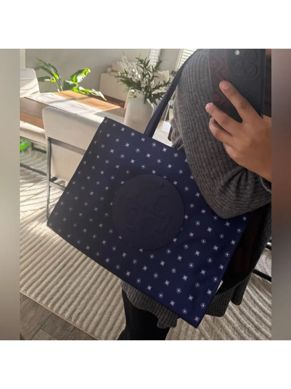 Tory Burch Blue Patterned Tote